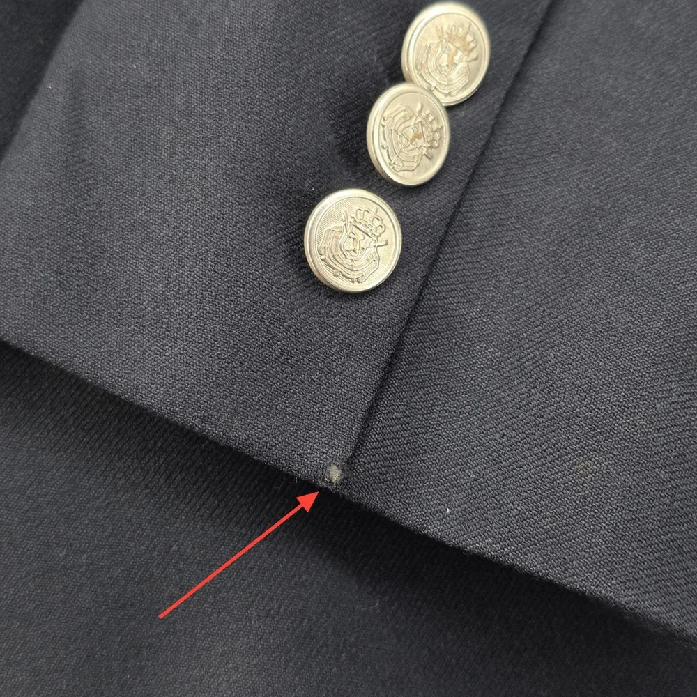 Brooks 346 Navy Blue Wool Cashmere Blazer Silver Crest Buttons Mens 46R Casual